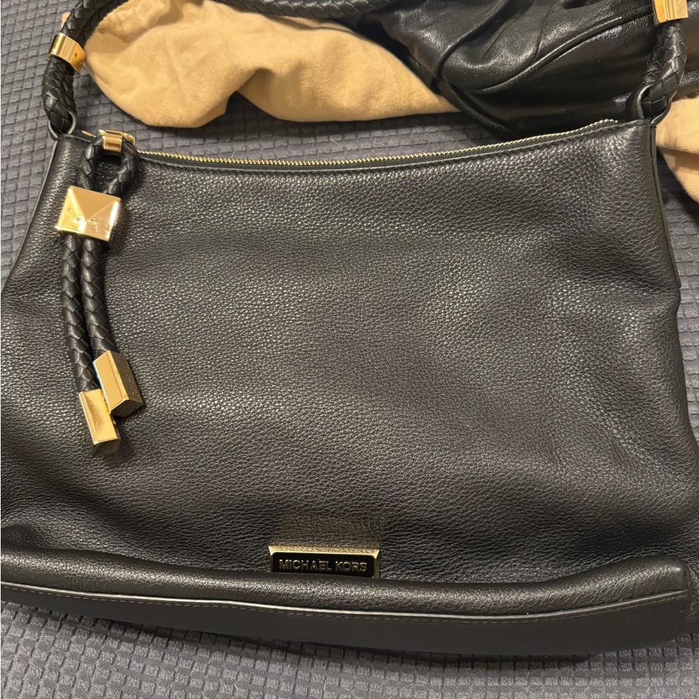 Michael Kors Black Leather Shoulder Bag Lexington